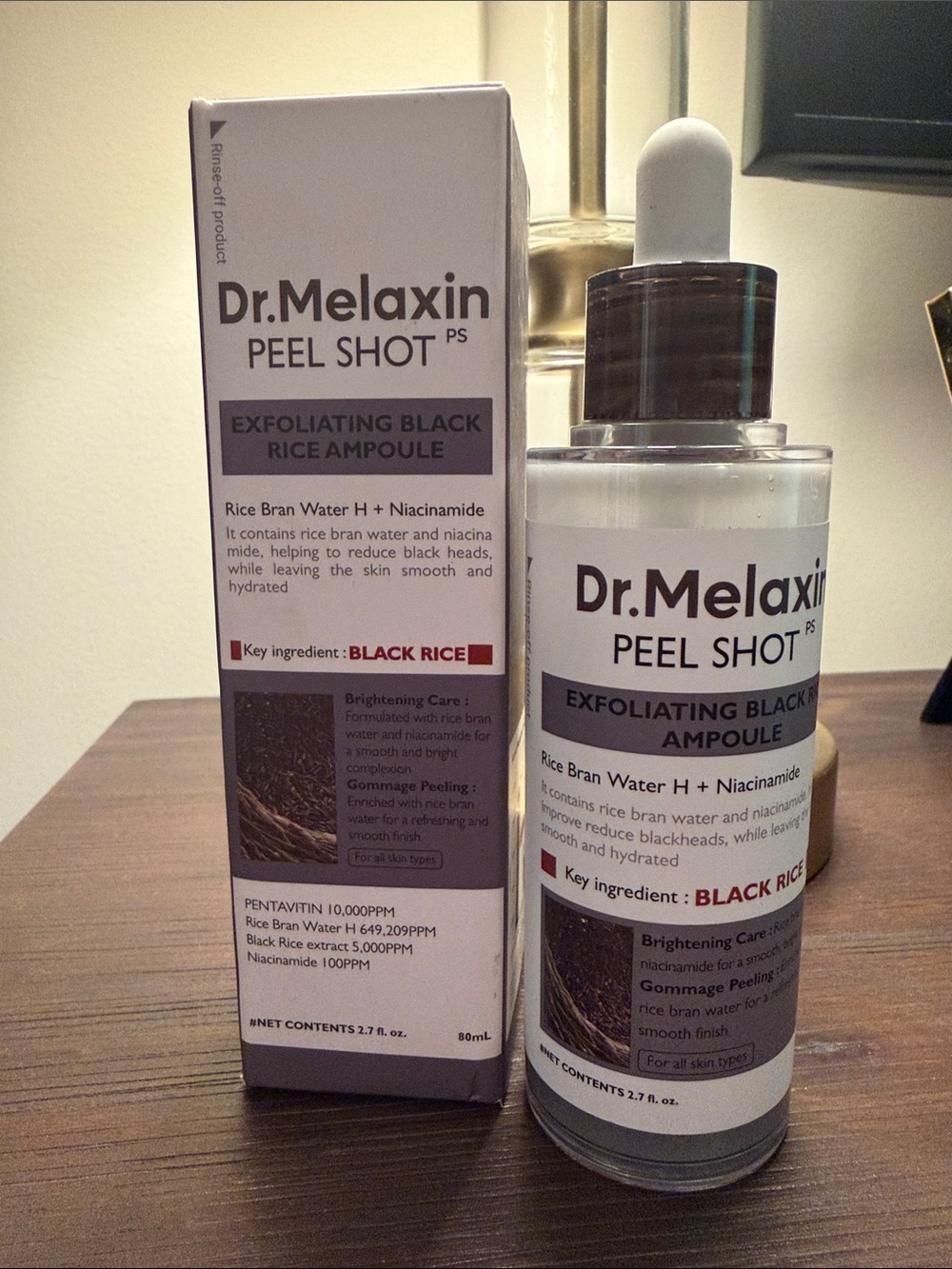 Dr.Melaxin Peel Shot Exfoliating Black Rice Ampoule - White